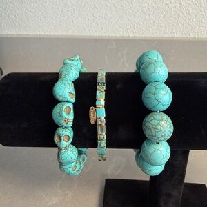 Turquoise Bracelet Stack | Serafina + Skull Beads | 3-Piece Set